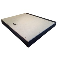 Люки напольные АМО в новом коробе с дверцей, совпадающей с периметром под плитку и ламинат с амортизаторами на скрытых петлях